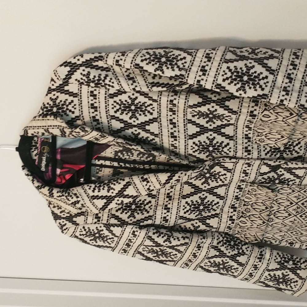 Desigual by L Asha Woven Coat Black and White Christian Lacroix - Picture 2 of 5